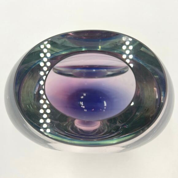 Sommerso Art Decorative Glass Vase Murano Style Ombre Purple/Blue 7"x6" - Picture 4 of 10